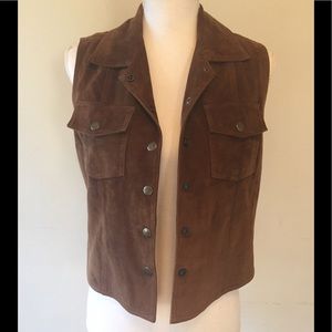 Vakko Brown leather vest M
